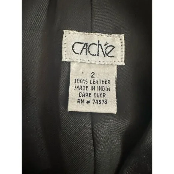 Cache Leather Pants Women's Size 2 Metallic Gray Lined Y2K Vintage - Picture 8 of 9